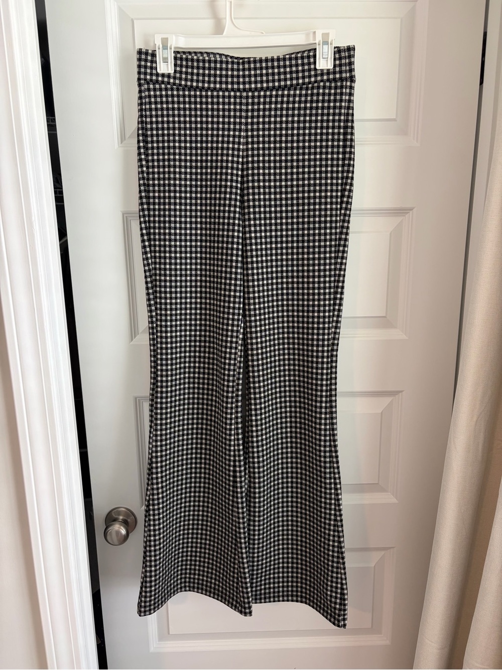 SO Black and White Gingham Flare Pants